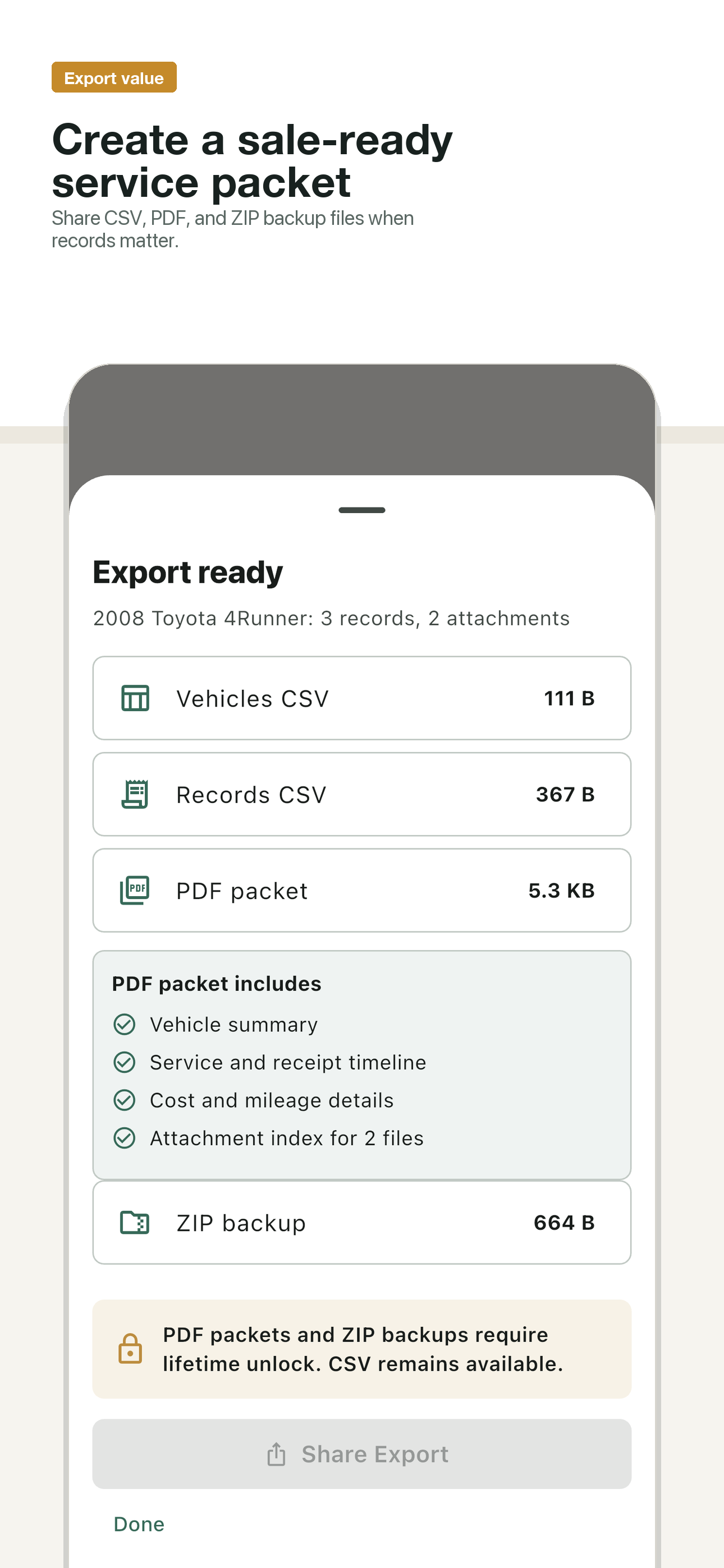 Export PDF packet